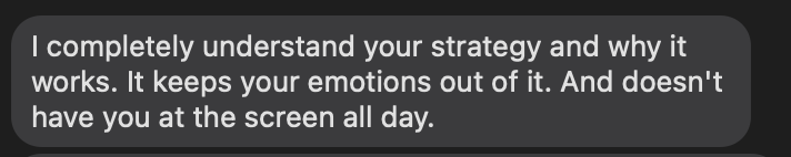 Message from a mentee: I completely understand your strategy and why it works